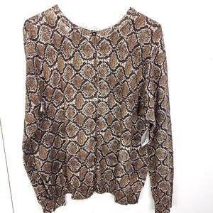 Studio Works Sweater Womens 1X Cardigan Snakeprint Serpent Button Front Preppy